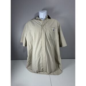 Polo Ralph Lauren Blake Short Sleeve Shirt L Yellow Blue Check 100% Cotton